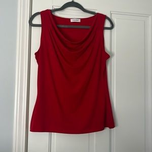 Calvin Klein L Cherry Red Cowl Neck Sleeveless top. Work
